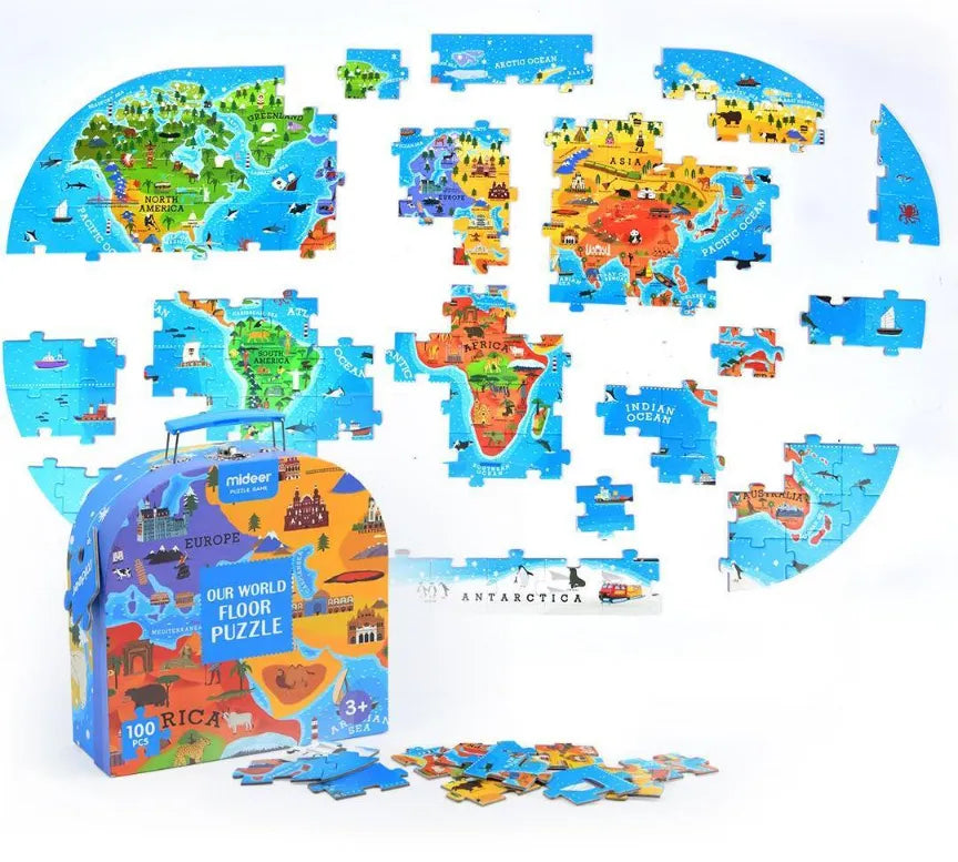 Our World, Portable Gift Puzzle for Kids, 100 Pieces