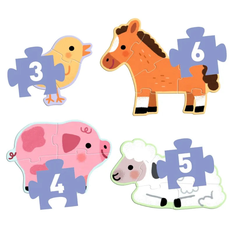 Set of First Puzzles: At the Farm, Djeco