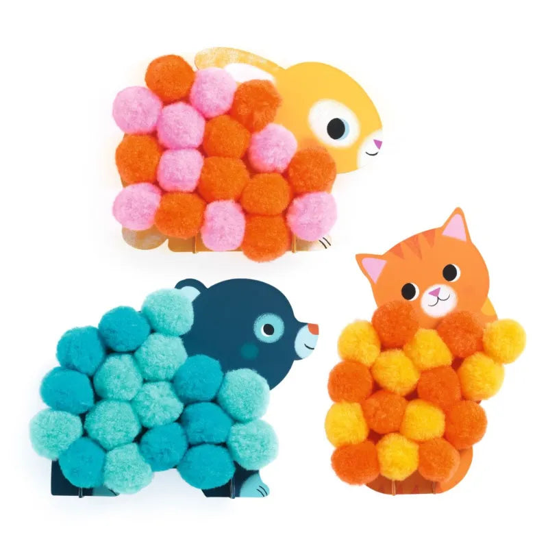 Pom-Pom Collage: Animals and Circles, Djeco
