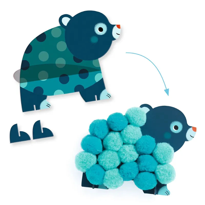 Pom-Pom Collage: Animals and Circles, Djeco