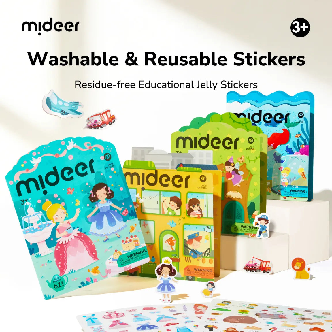 Princess Dress-Up, Reusable Jelly Stickers for Kids 3+, 61 Pieces