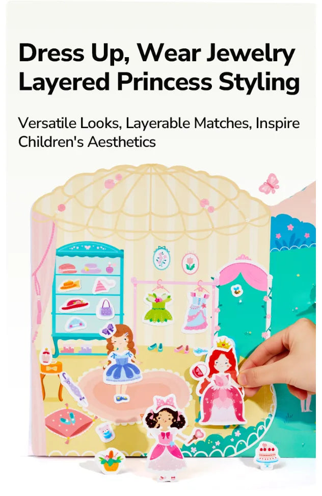 Princess Dress-Up, Reusable Jelly Stickers for Kids 3+, 61 Pieces