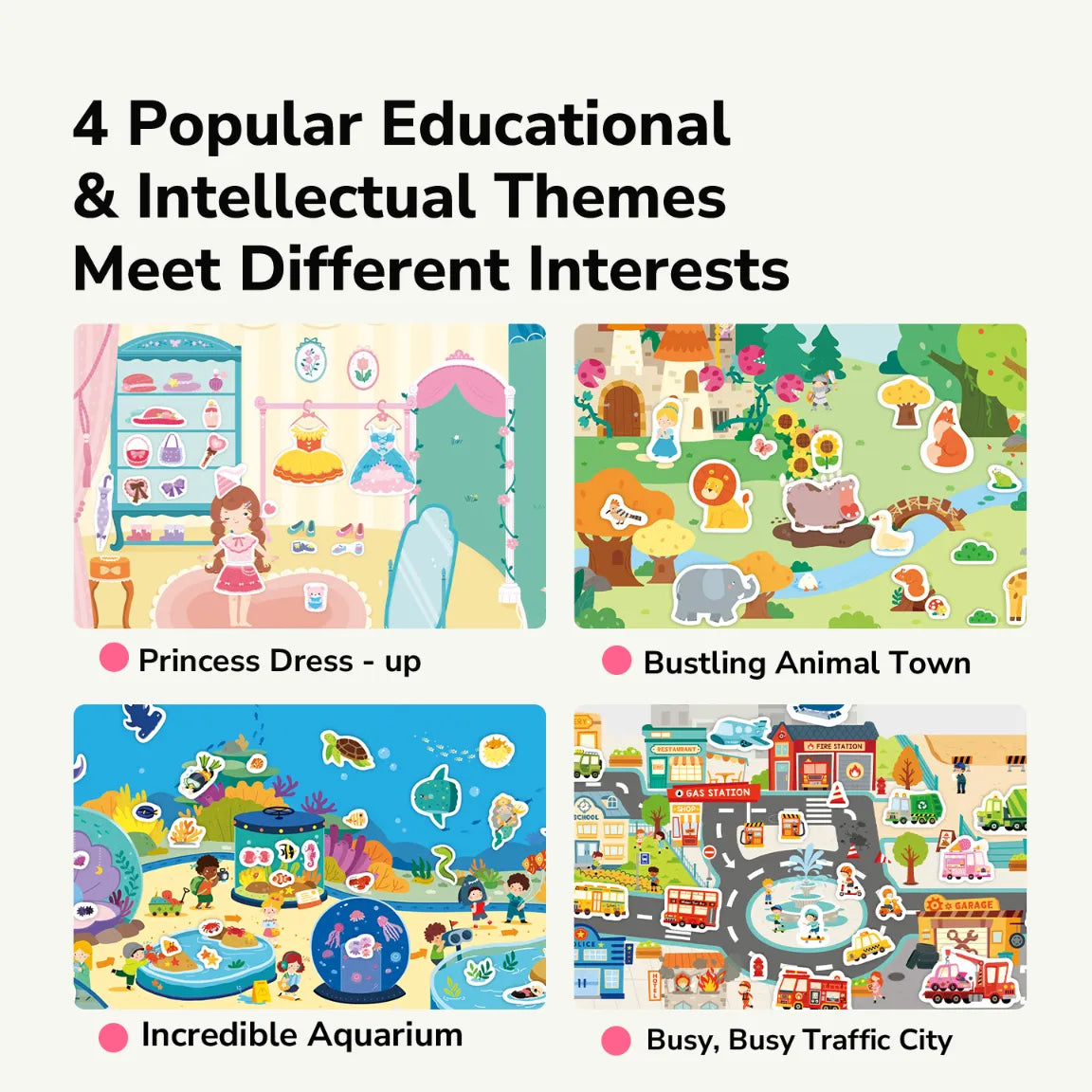 Princess Dress-Up, Reusable Jelly Stickers for Kids 3+, 61 Pieces