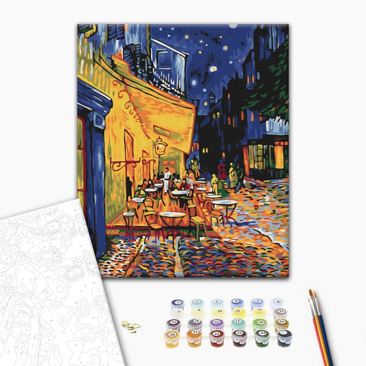 Night cafe in Arles. Van Gogh Paint by Numbers, Brushme