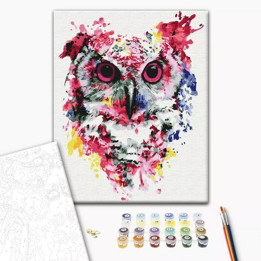 Owl in paints Paint by Numbers, Brushme