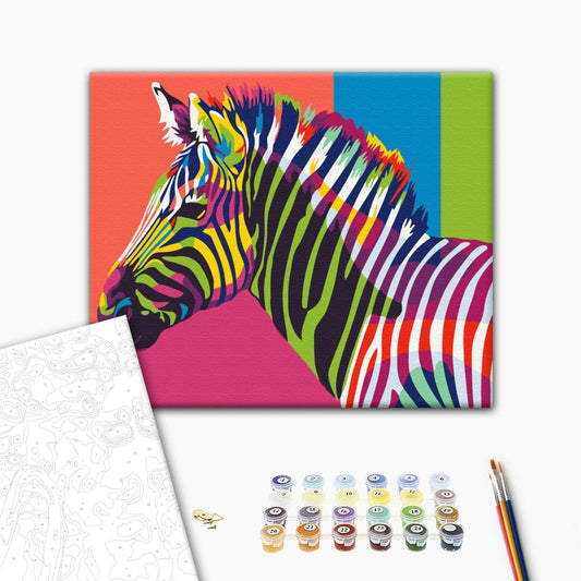 Rainbow zebra Paint by Numbers, Brushme