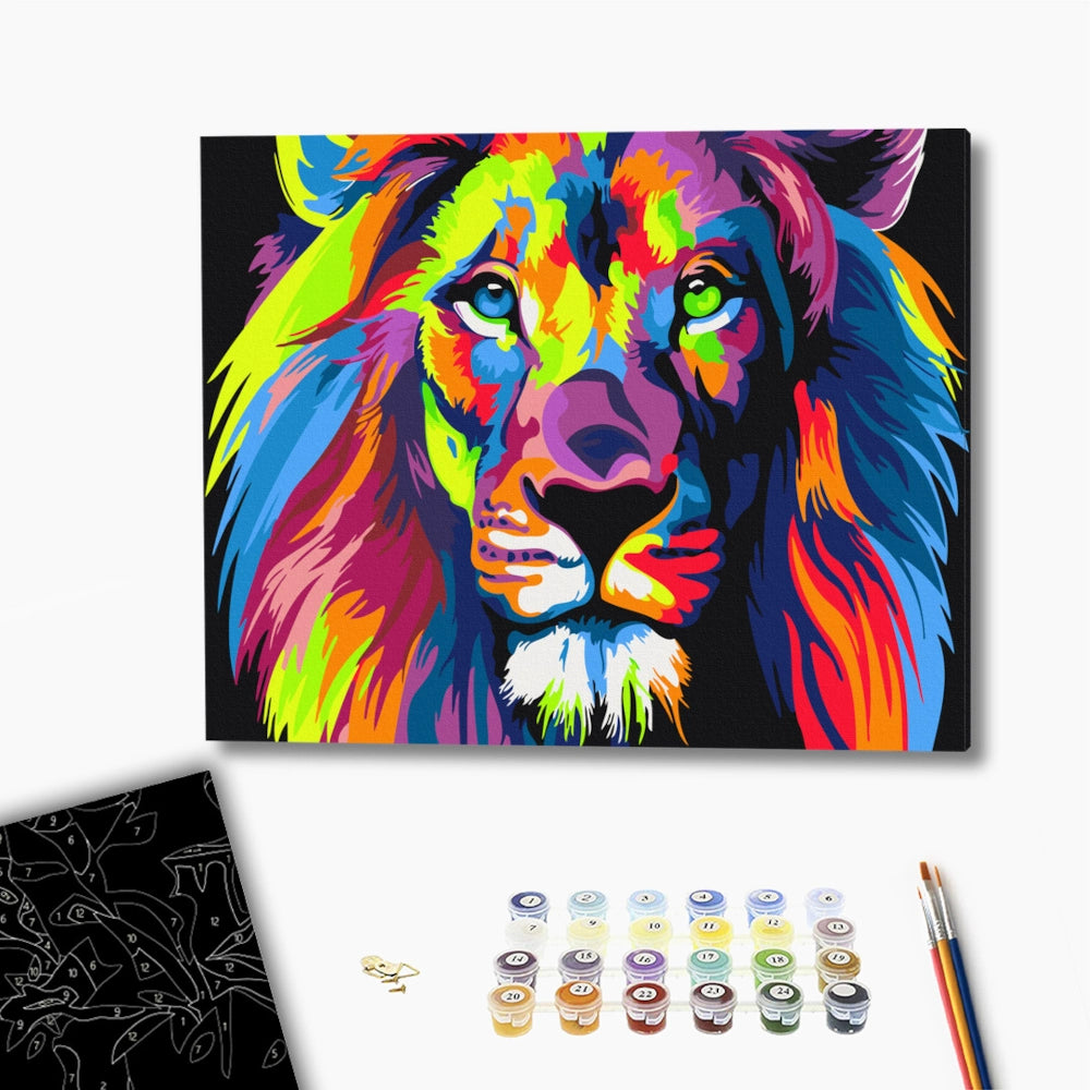 Rainbow Lion, Paint by Numbers: Brushme