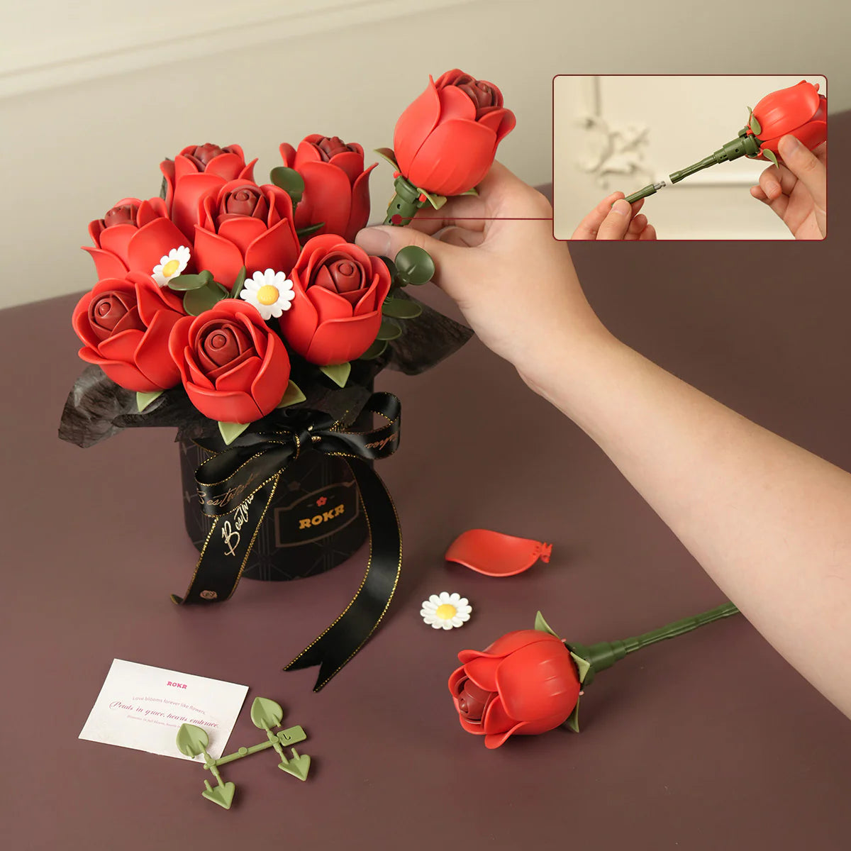 DIY 3D Puzzle: Red Rose Bouquet AF02J, ROKR
