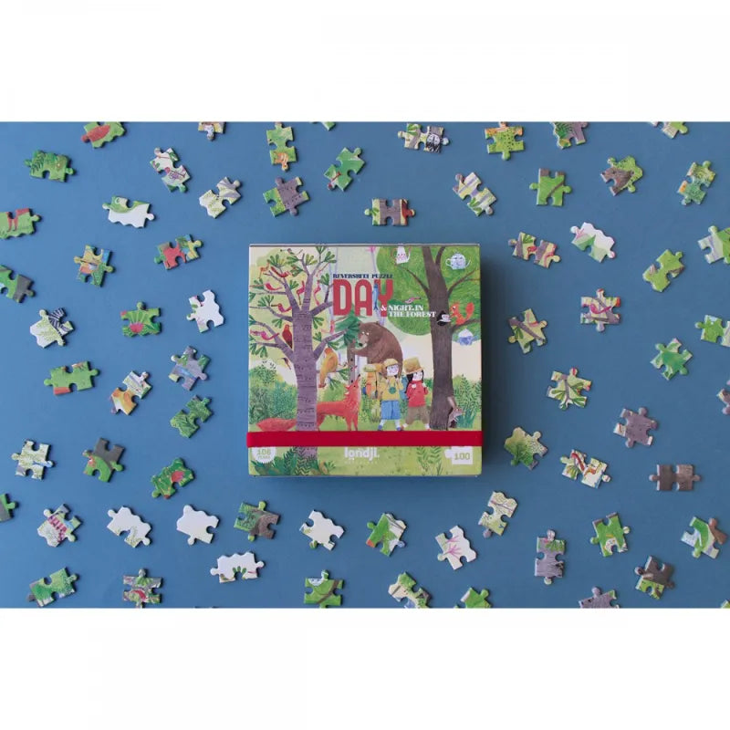 Reversible Pocket Puzzle 3+: Night & Day in the Forest 100 pcs, LONDJI