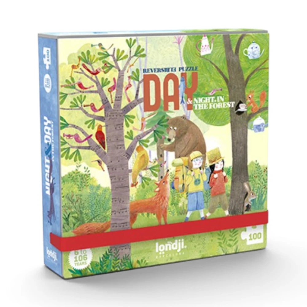 Reversible Pocket Puzzle 3+: Night & Day in the Forest 100 pcs, LONDJI
