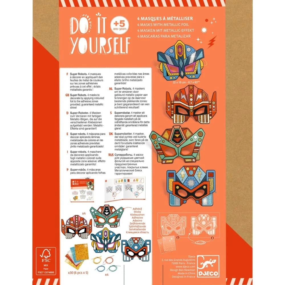 Super Robots, Mosaic Mask Craft Kit, 5+, DIY Carnival Robot Mask