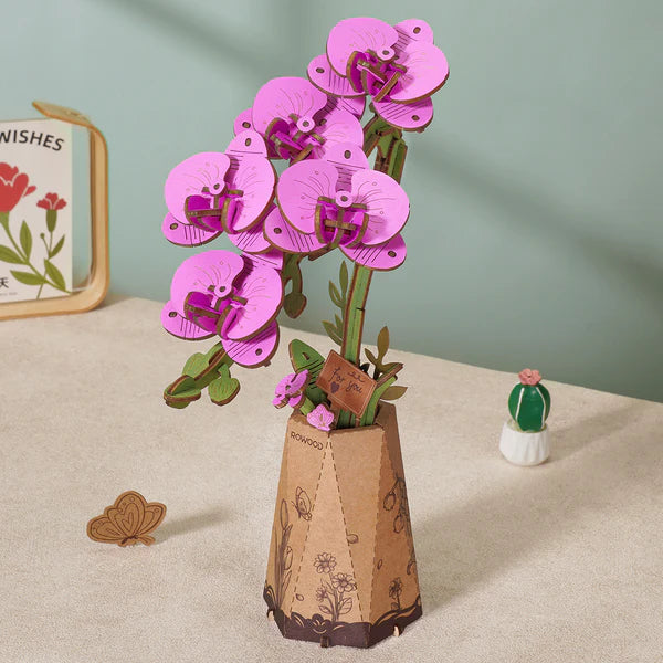 Rowood Purple Moth Orchid DIY Flower 3D Wooden Puzzle TW091