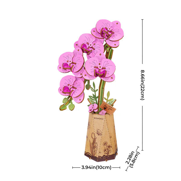 Rowood Purple Moth Orchid DIY Flower 3D Wooden Puzzle TW091