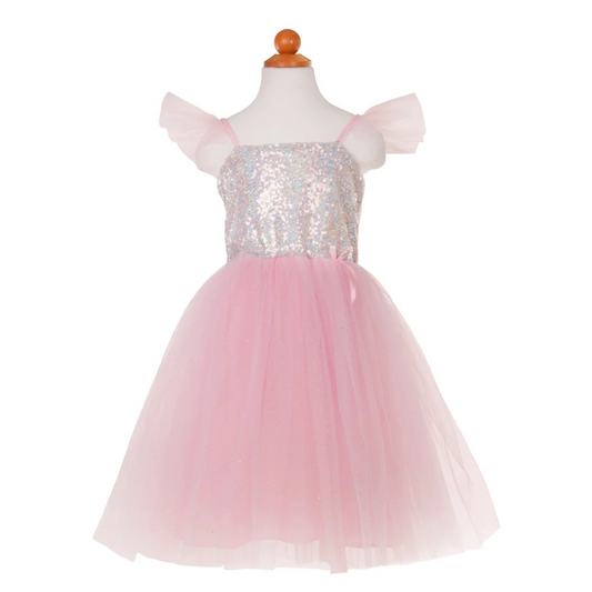 Silver Sequins Princess Dress For Kids 4+, Size US 5-6
