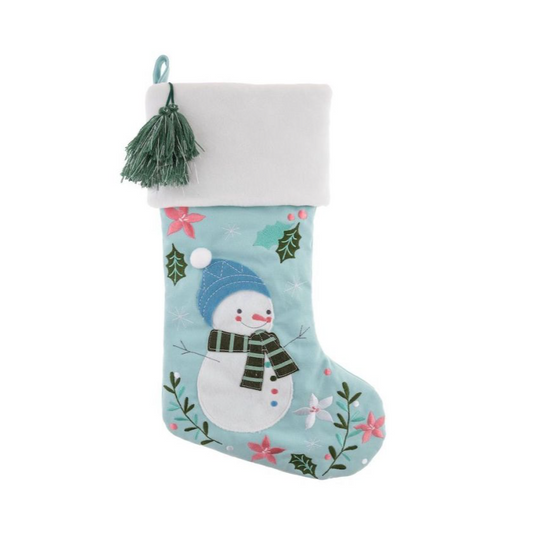 HOLIDAY EMBROIDERED STOCKING SNOWMAN
