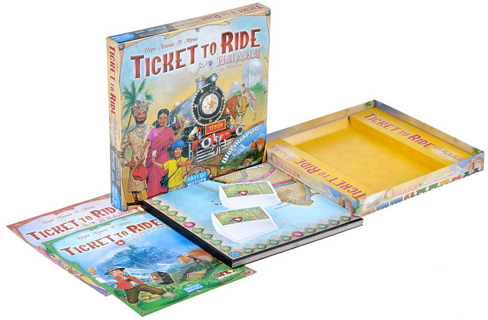 Дополнение к настольной игре Ticket to Ride: Индия и Швейцария. Мир Хобби