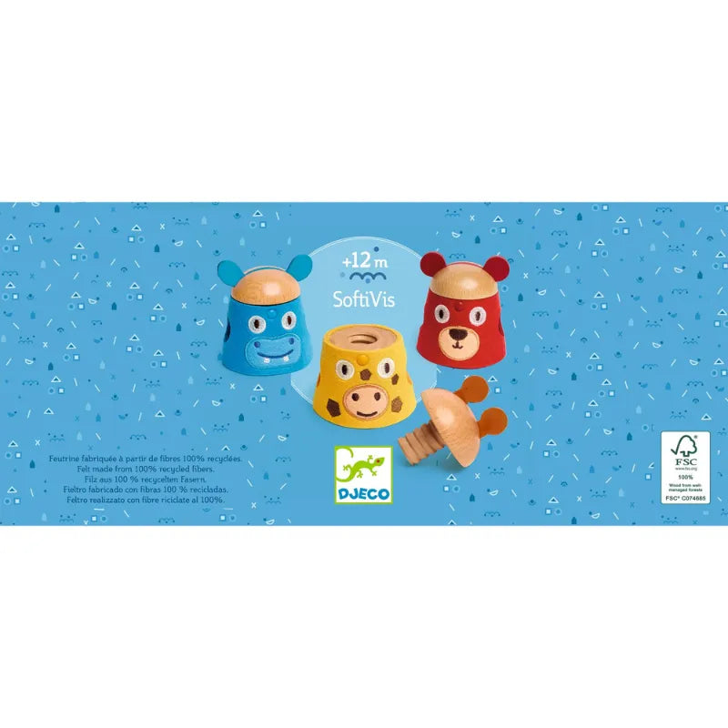 SoftiVis, Screwing Animals Fine Motor Toy For Kids 12 Months+
