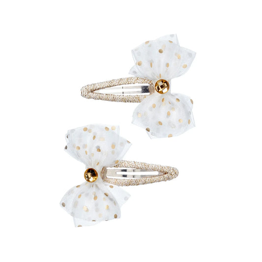 Fardou bow white 2 pcs, Hair Clip Set for Kids 3+