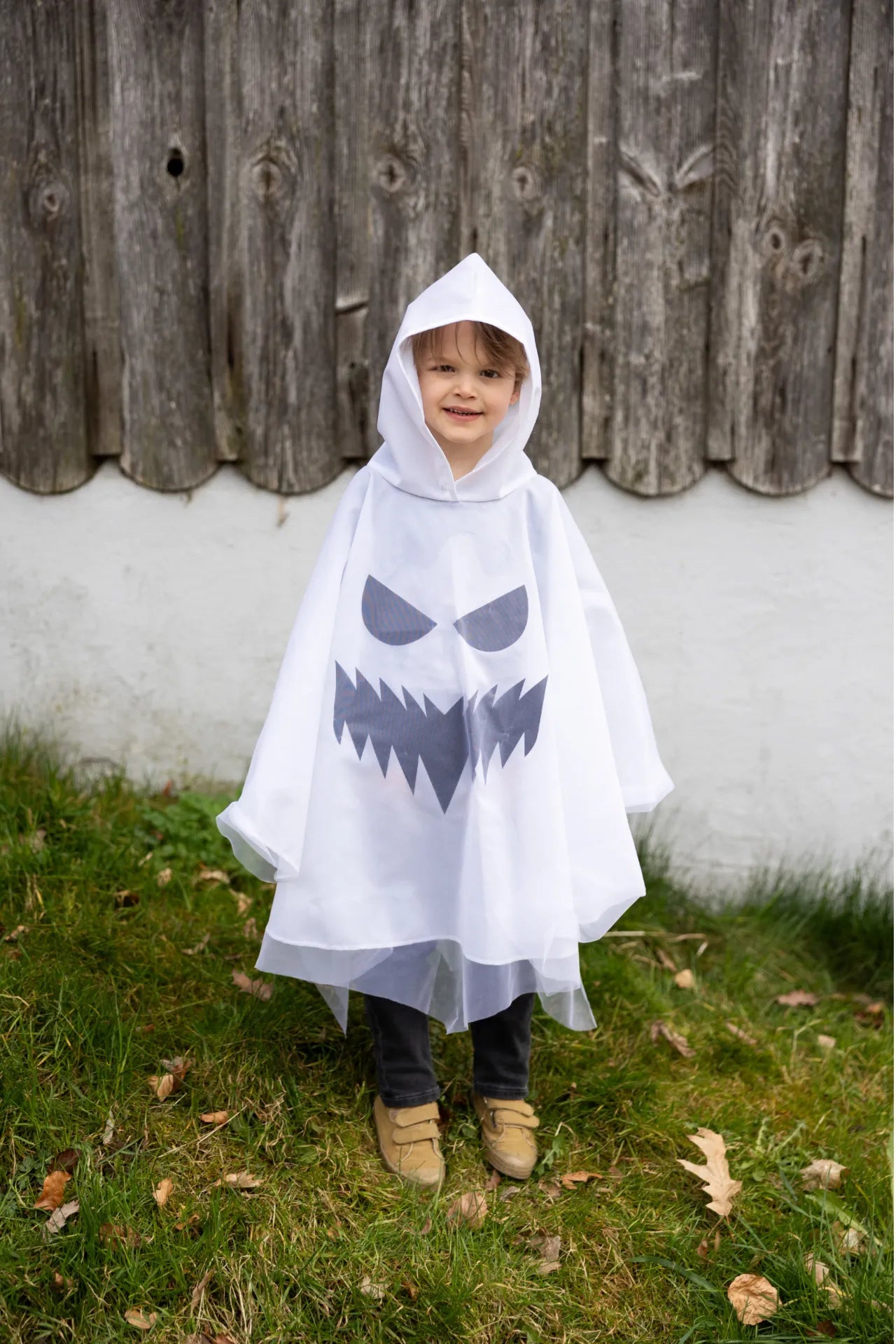 Spooky Ghost, Halloween Costume Poncho For Kids