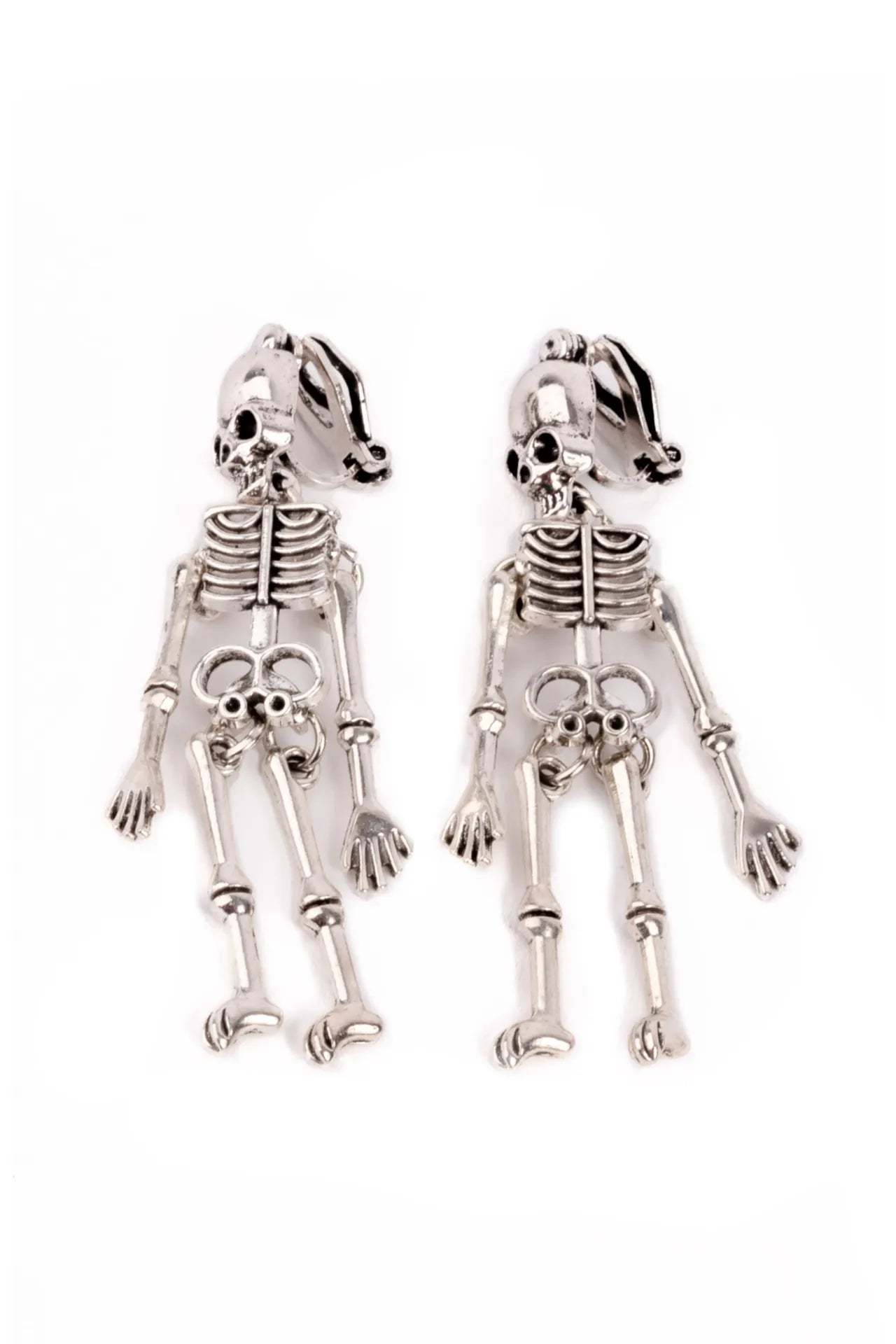 Spooky Scary Skeleton, Halloween Clip-On Earrings For Kids 3+
