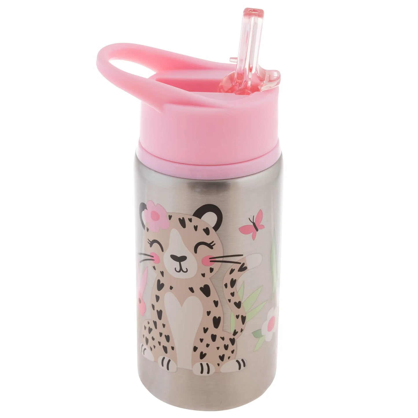 Stainless Steel Water Bottle Leopard: Insulated Stainless Steel Water Bottle 18oz. For Kids 3+