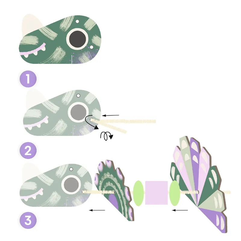 Fine motor construction with thread and beads: Dinos, Djeco