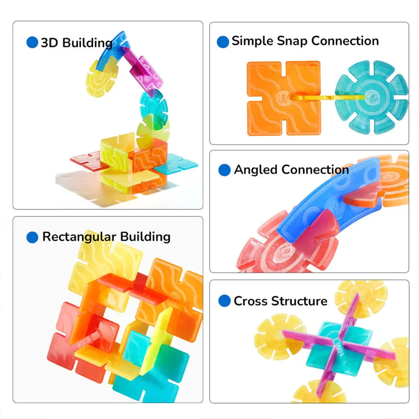 Translucent Colour Snowflake Blocks for Kids 3+, 150 Pieces