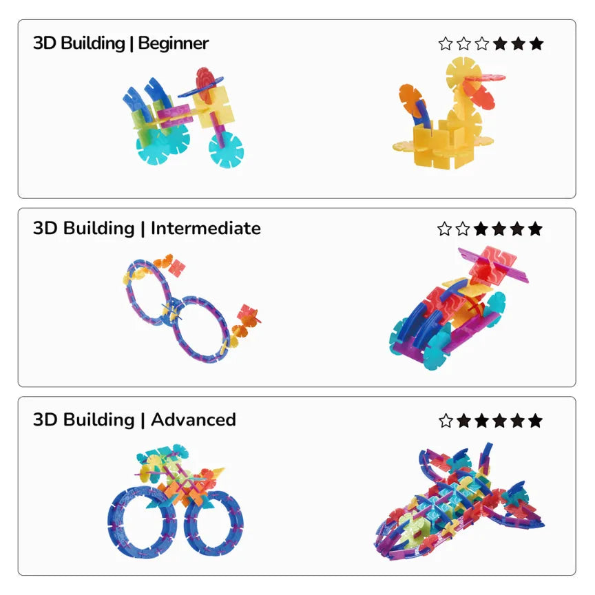Translucent Colour Snowflake Blocks for Kids 3+, 150 Pieces
