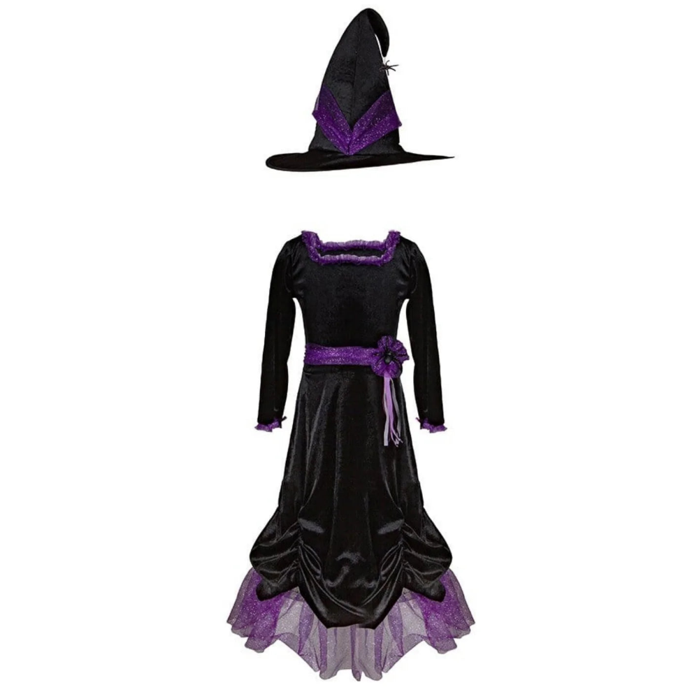 Vera The Velvet Witch: Dress With Hat For Kids 2+, Halloween Costume, Size US 3-4
