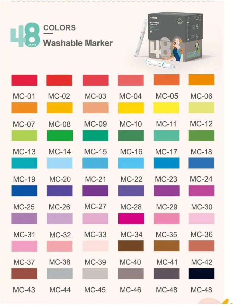 Washable markers (48 colours), Mideer