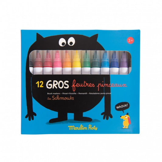 Box of 12 brush markers Les Schmouks, Moulin Roty