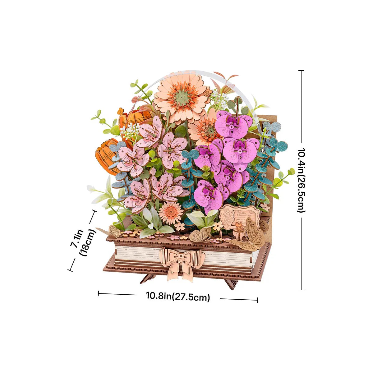 DIY 3D Wooden Puzzle: Blooming Book Flower Bouquet TW04H, Rowood