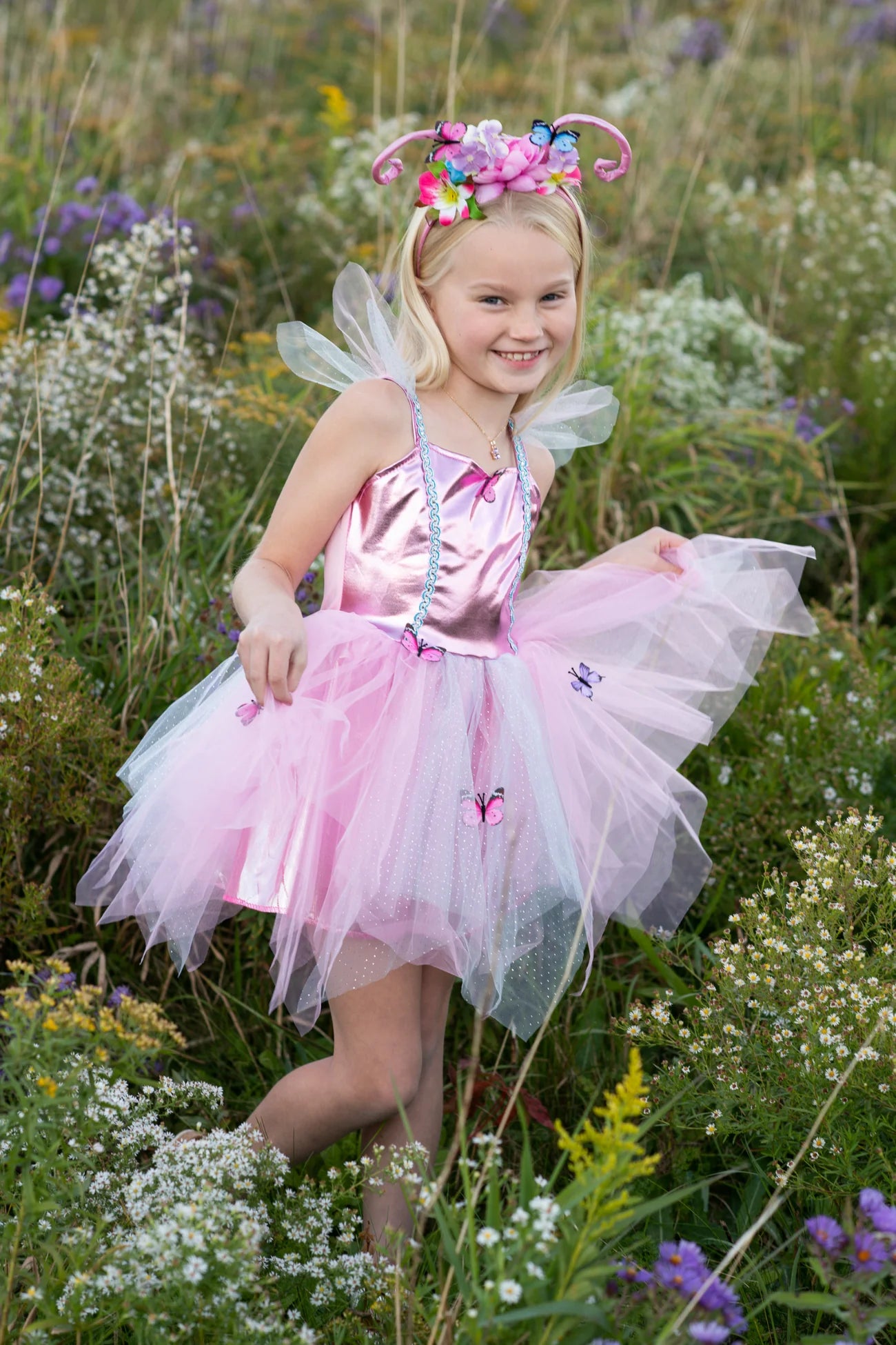 Woodland Butterfly: Dress With Headpiece For Kids 4+, Size US 5-6