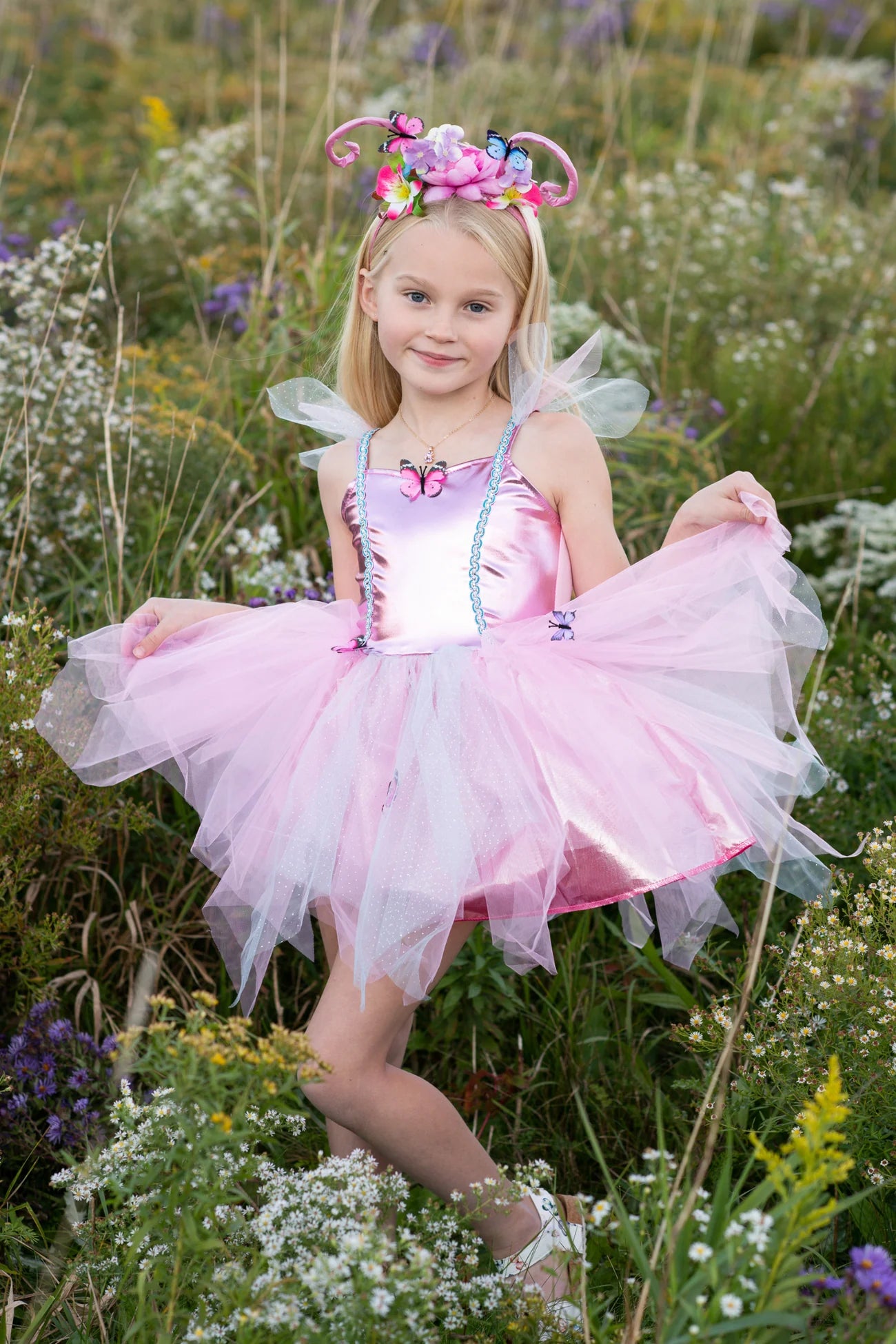 Woodland Butterfly: Dress With Headpiece For Kids 4+, Size US 5-6