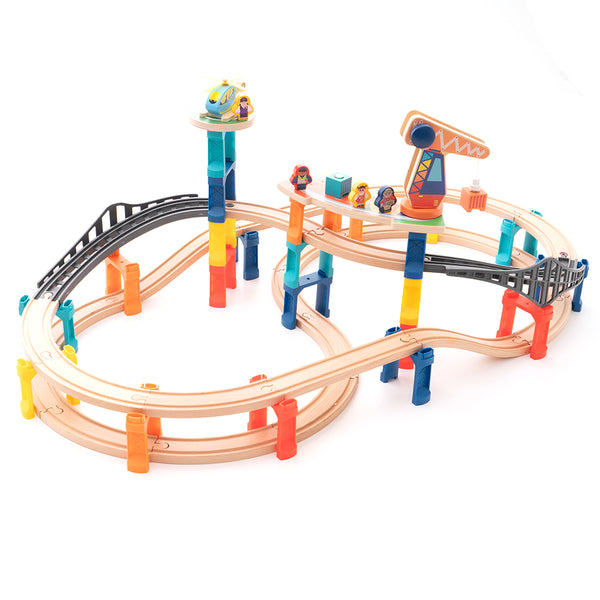 Train Track Starter Kit, Wooden Train Set, For Kids 3+, Transport Theme