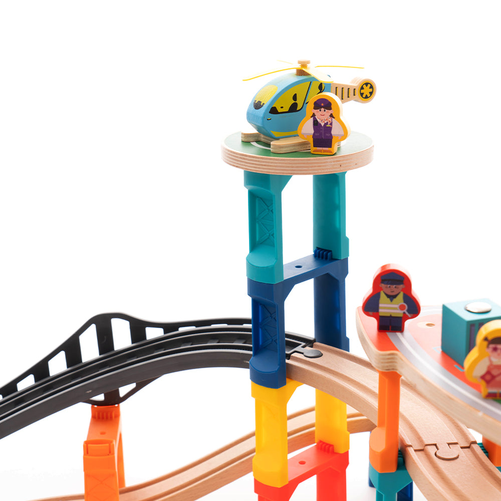 Train Track Starter Kit, Wooden Train Set, For Kids 3+, Transport Theme