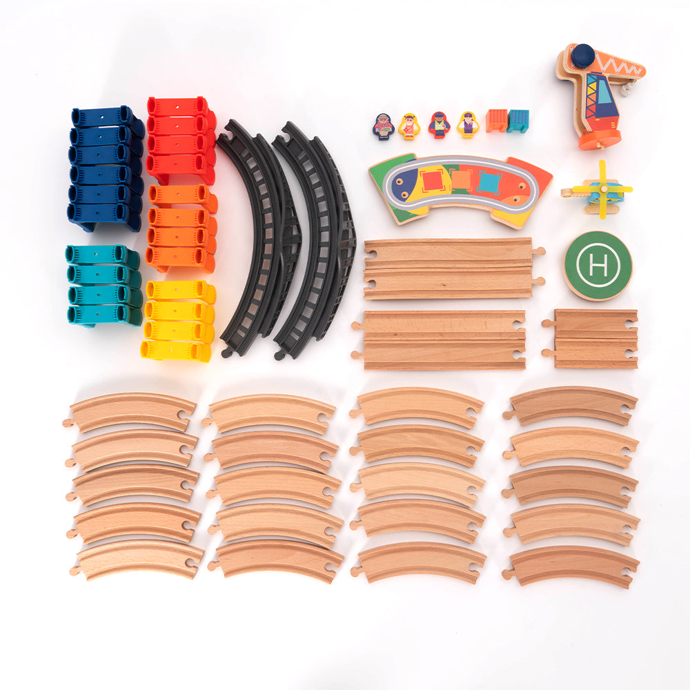 Train Track Starter Kit, Wooden Train Set, For Kids 3+, Transport Theme