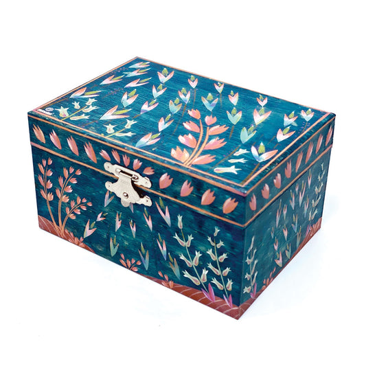 Svoora Musical Jewelry Box 'Ethereal' with Ring Holder & Wide Mirror 'Ocean Floor'