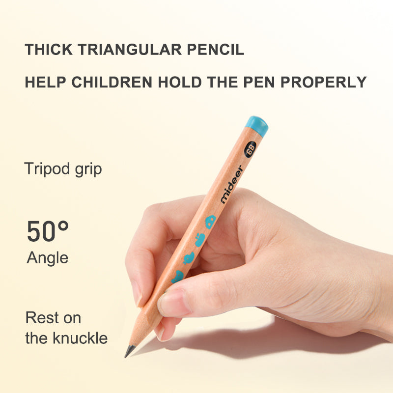 Thick triangular pencils 2B - 6 pcs Mideer