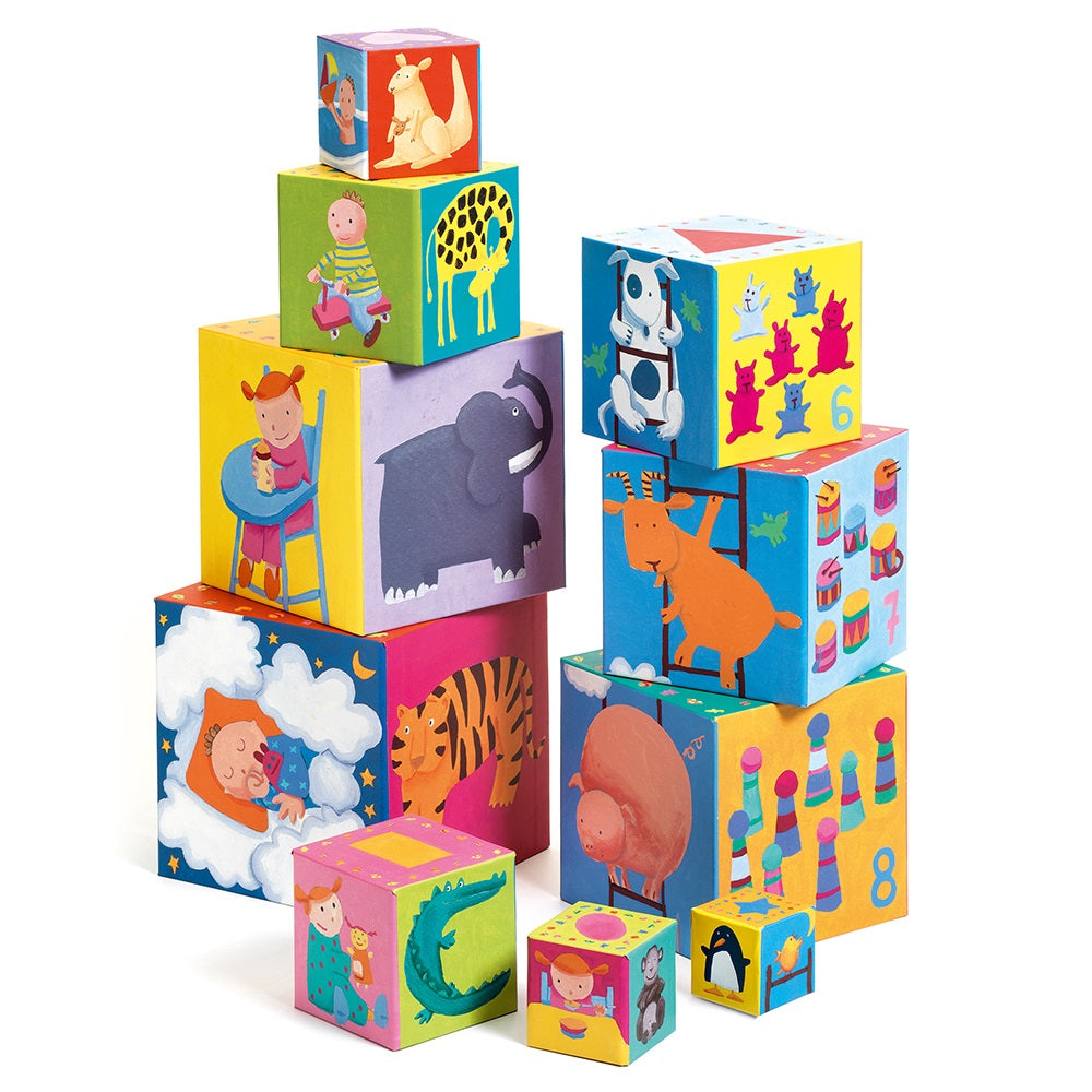 Djeco Cubes for infants 10 funny blocks