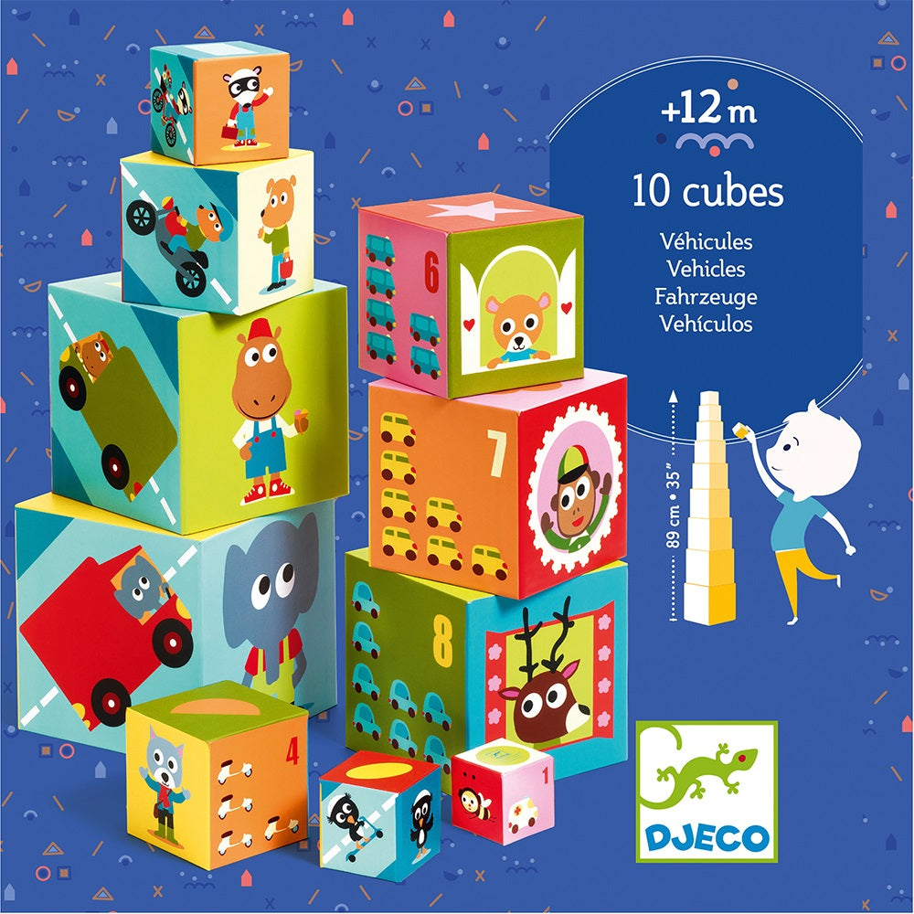 Djeco Cubes for infants 10 vehicles blocks