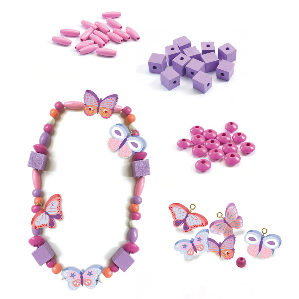 Djeco Jewellery Wooden beads butterflies