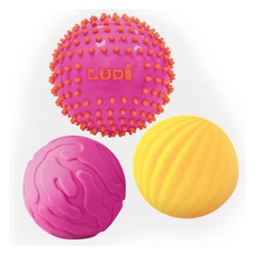 Ludi Pack of 3 'Pink' sensories balls