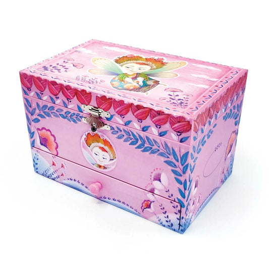 Svoora Musical Jewelry Box ‘Esperides’ with Ring Holder, Drawer & Wide Mirror ‘Chloe’