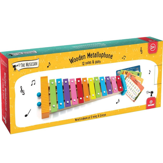 Svoora Colorful Metallophone 12 notes with Wooden Guiro