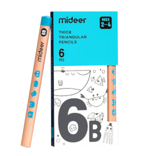 Thick triangular pencils 6B - 6 pcs Mideer