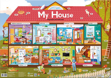 Плакат. My house/Мой дом. Изучаем английский