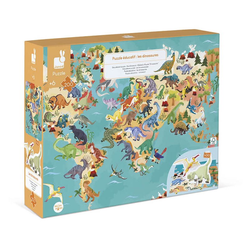 EDUCATIONAL PUZZLE THE DINOSAURS 200PCS Janod