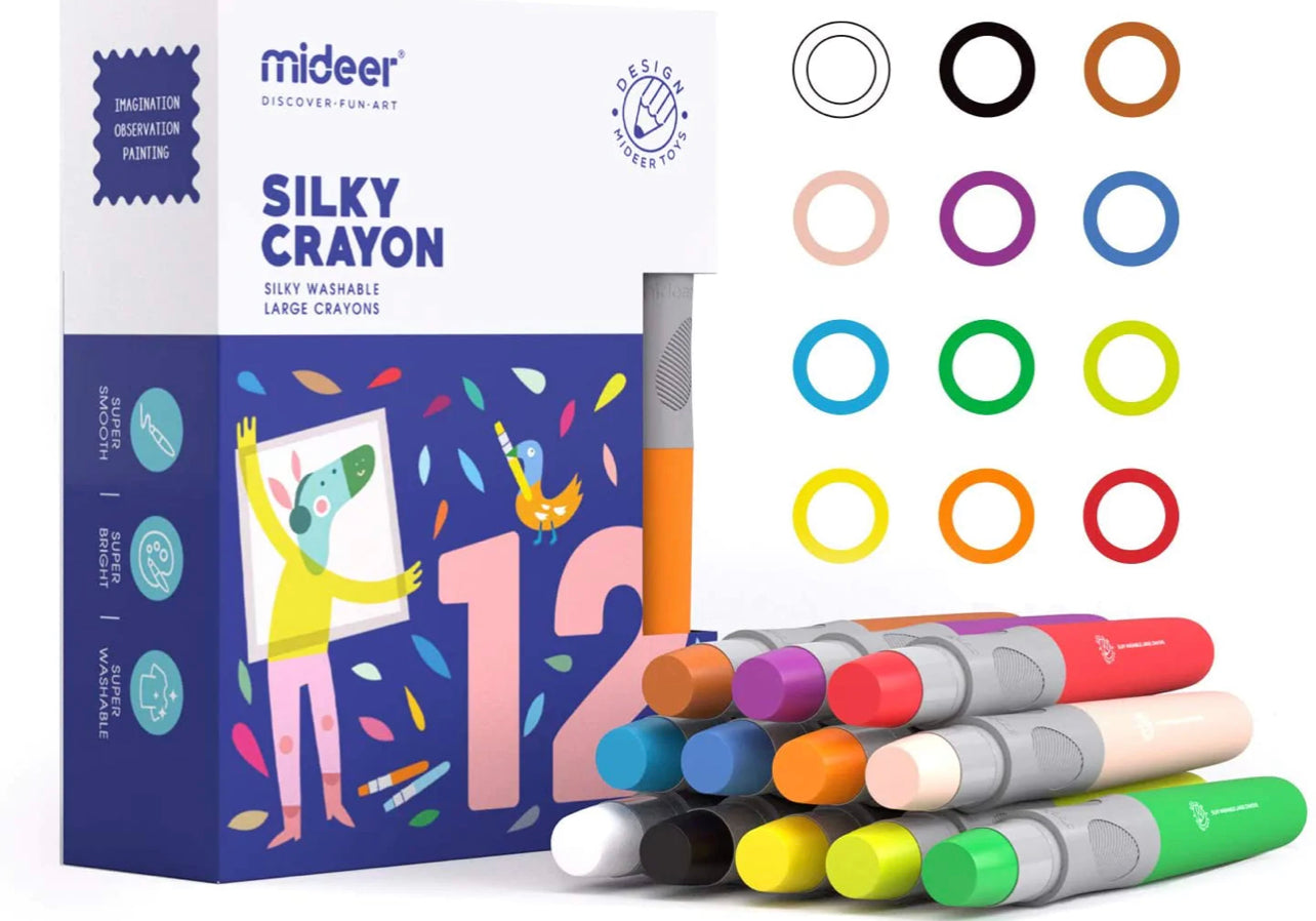 MiDeer 24 pc Silky Washable Large Crayons
