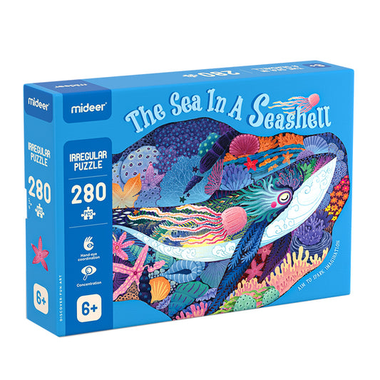 Large animal-shaped puzzle The sea in a seashell 280PCS Mideer